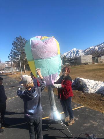 Student hot air balloon launching