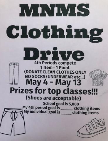MNMS Clothing Drive Flyer