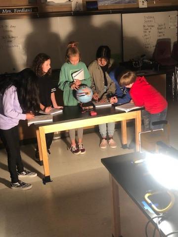 Students working on experiment